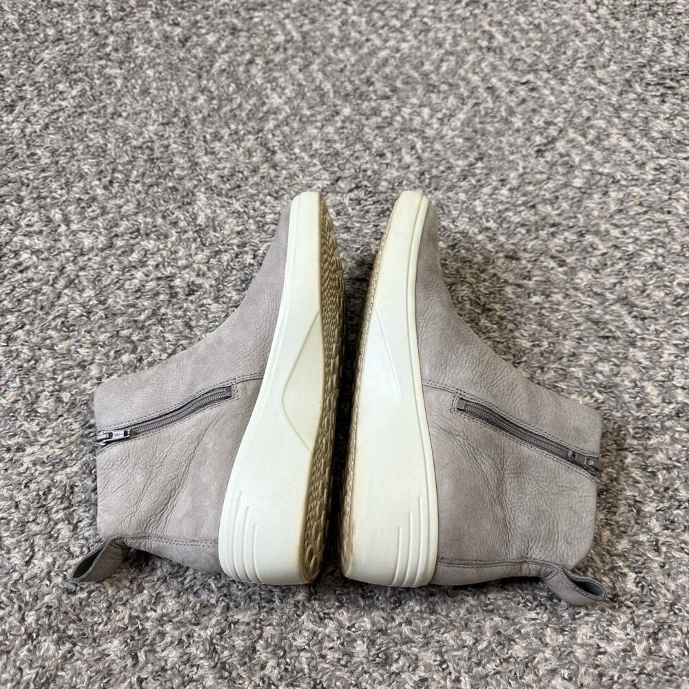 Ecco Leather Wedge Sneaker Soft 7 City Boot Ankle Zip Gray Nubuck Womens US 9 - Picture 5 of 8